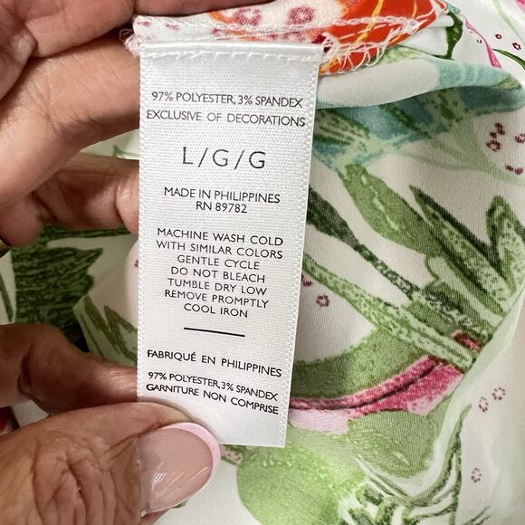 Natori Women's Kaftan Kimono Large Under The Sea Fish Pockets Zip Up Multicolor - Picture 10 of 14